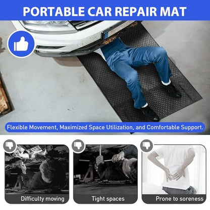 Rolling Creeper Mat 58"X28", Foldable Under Car Repair Mat for Mechanics with Storage Bag, Automotive Mechanic Repair Mats for Low Clearance, Special Roads, Long-Distance Trucks, Mechanics Pad