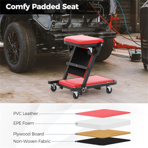 Car Repair Slider Tool, Mechanic Creeper, Rolling Repair Cart with Wheels, Garage Creeper for Under Vehicle Work, Low Profile Shop Cart, Under Car Repair Creeper, Auto Mechanic Rolling Bench