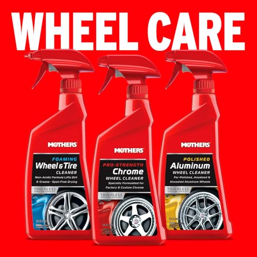 Mothers Pro-Strength Chrome Wheel Cleaner, 24 oz. (05824) | Safely Cleans Chrome & Roughcast Aluminum Mag Wheels, Removes Brake Dust, Grease, Dirt & Grime with Easy Spray-On, Hose-Off
