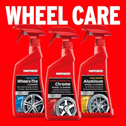 Mothers Pro-Strength Chrome Wheel Cleaner, 24 oz. (05824) | Safely Cleans Chrome & Roughcast Aluminum Mag Wheels, Removes Brake Dust, Grease, Dirt & Grime with Easy Spray-On, Hose-Off
