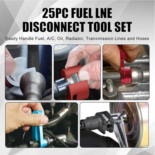 SGT 26pcs Master Quick Disconnect Tool Set,Fuel Line Disconnect Tool Set for A/C Fuel & Transmission Systems，Line Disconnect Tool Kit Apply to Most Vehicles - color: Red
