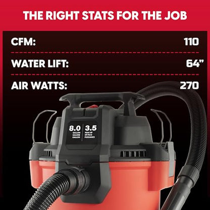Vacmaster 8-Gallon 3.5 Peak HP Wet/Dry Shop Vacuum- VCM811PF 1101 - size: 8-Gallon