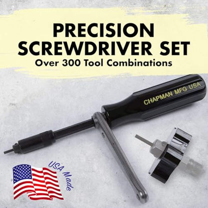 Chapman MFG 5575 Master Screwdriver Set - Includes Phillips, Metric, Slotted, SAE & Metric Hex Bits, Star Bits (for Torx Screws) - Complete Set Offers 51 USA Made Insert Bits & 300+ Combinations