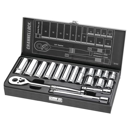 Channellock 38182 3/8" Drive Metric Socket set, 18 Piece - size: 18 Piece Metric - 3/8" Drive