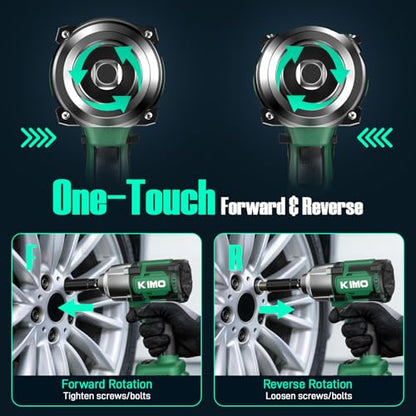 KIMO Impact Wrench 1/2 Inch, 890Ft-Lbs(1200N.m), 4000RPM/2900IPM Brushless Motor High Torque Impact Driver w/Battery, 3 Modes, Variable Speeds, LED Light, Cordless Impact Gun for Car/Truck, 4.0Ah - size: 4.0Ah