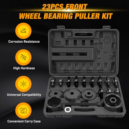 GOOACC Wheel Bearing Removal Tool Kit, 23PCS Wheel Bearing Press Kit for Front Wheel Drive Bearing Removal & Installation Universal Hub Bushing Press Sleeves Puller Tool Set with Sliding Screws, Black - color: 23pc Wheel Bearing Removal Black