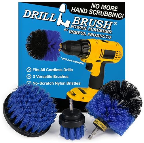 Drillbrush Boat Accessories – Kayak Cleaning Kit – Boat Cleaning Brush Kit – Marine Scrub Brush Attachment for Drill – Rotary Brushes for Boats – Motorized Hull Power Scrubber Set - Hull Cleaner Set - color: Medium Blue, size: 2in, 4in, 3.5in corner brush
