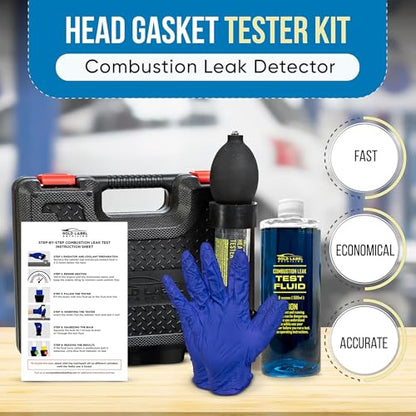 Combustion Leak Detector Kit - 100+ Tests Automotive Engine Block and Head Gasket Tester, Ideal for Detecting Blown Gaskets (Tester with 18oz Fluid) - style: Tester with Fluid (18 oz) Kit