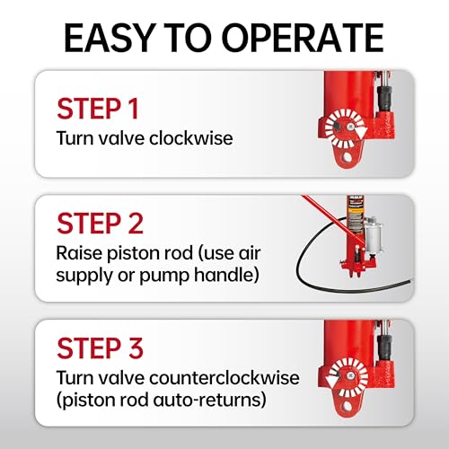 8-Ton (16,000 lb) Quick Lift with Air Pump&Clevis Base Long Ram Hydraulic Bottle Jack for Engine Cranes, Engine Lift Hoists with Handle - size: 8 Ton with Air Pump
