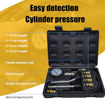 Automotive Compression Tester Kit with Spark Plug Tester TONZACK Engine Compression Tester 0-20 Bar & 0-300 psi Car Compression Tester for Engine Compression Test Measure Car M10 M12 M14 M18(Black) - color: black