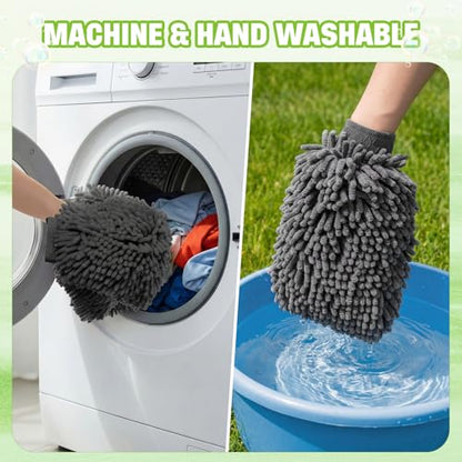 48 Pack Car Wash Mitt Bulk Microfiber, 10'' x 8'' Chenille Car Wash Mitt Gloves, Scratch Free Double Sided No Lint No Marks for Truck SUV and All Vehicle Surfaces (Grey) - color: Grey
