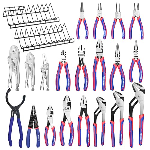 WORKPRO Pliers Set, 20-Piece Pliers Set with 2-pack Organizer Rack | Channel Locks Plier and Vise Grip Plier Assortment