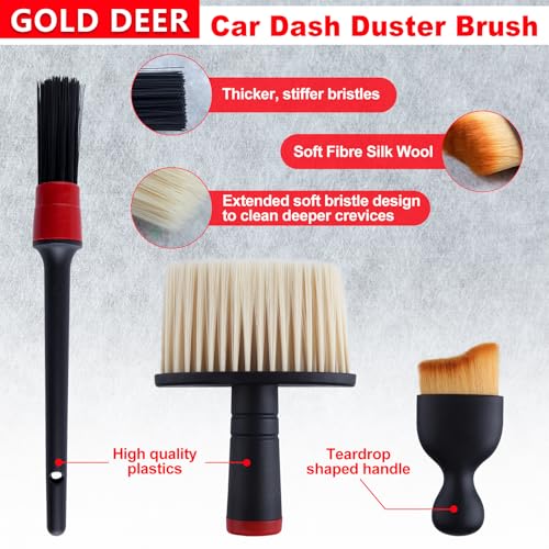 7PCS Car Detailing Brush Set Car Interior Cleaning Tool Brushes Automotive Cleaning Brush Kit for Wheels, Air Vent, Leather Seats, Vehicles Auto Exterior Interior Detailing Brushes Tool