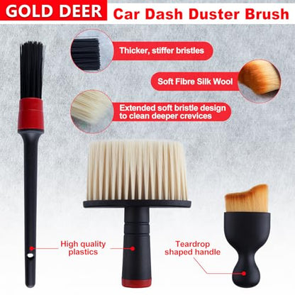 7PCS Car Detailing Brush Set Car Interior Cleaning Tool Brushes Automotive Cleaning Brush Kit for Wheels, Air Vent, Leather Seats, Vehicles Auto Exterior Interior Detailing Brushes Tool