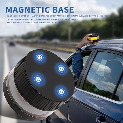 Battery Operated White Beacon Strobe Light w/Magnetic Base, Portable USB-C Rechargeable Mini Roof Top LED Warning Emergency Flashing Lights for Trucks, Vehicles, Car, Tractor 1-Pcs - color: White