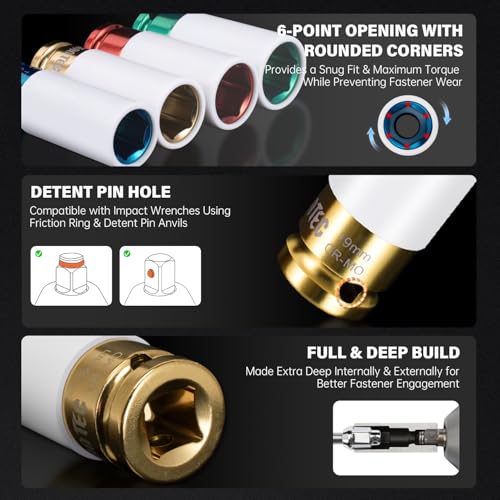 4-Piece Impact Lug Nut Socket Set, 1/2" Drive, Metric - style: 17 19 21 22MM