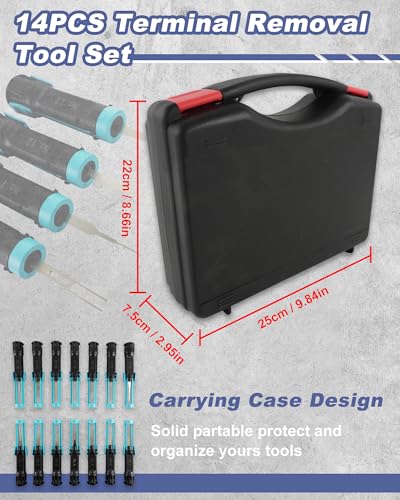 14PCS Universal Terminal Removal Tool Kit, Pin Connector Release | Electrical Connector Extractor Tool Set with Non-Slip Handles for Replaces Universal Vehicle Wire Harness.for Automotiv - size: 14PCS Terminal Removal Tool