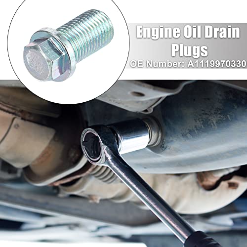 X AUTOHAUX 2 Set M14x1.5 Car Engine Oil Drain Plug with Washer A1119970330 for Mercedes-Benz C320 2001-2005 Steel Silver Tone