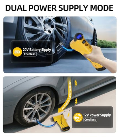 TopAutoGear 150PSI Tire Inflator Portable Air Compressor, 12V/20V Dual Power, USB Output, Ideal Air Pump for Car Tires, Off-Road, Truck, Motorcycle, Ball Sports