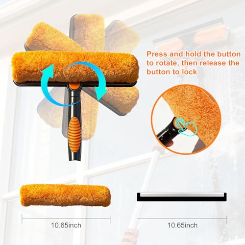 18FT Window Cleaning Kit, 2-in-1 Squeegee with 3-12FT Telescoping Pole & Flip-Lock & Screw Dual Locking, Professional Long Handle Washing Tool for High Windows - size: 3-12FT