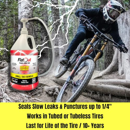 QuickStrike Tire Sealant - Small Tire/Bicycle Formula - NEW Formula - Prevents Flat Tires - Seals Leaks - Contains Kevlar - Tubeless Tire Sealant - 1 Gallon + Tool - size: 128 Fl Oz + Tool