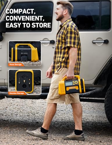 AstroAI TC3 Truck Tire Inflator Portable Air Compressor, 150PSI Cordless Heavy Duty Air Pump with 4000mAh Battery, TurboRise Fast Inflation & Auto Shutoff, Digital Gauge for SUV, RV & Off-Road 4x4