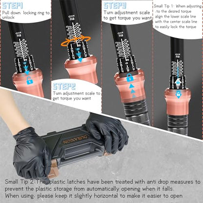 Torque Wrench 3/8-Inch Drive Dual Range Scales 5-50 Ft-Lb/6.8-67Nm | ±3% Precision, 72 tooth Dual-direction Torque Wrenches for Bike, Motorcycle and Car Repair - size: 【3/8-Inch DR.5-50 FT.LB】