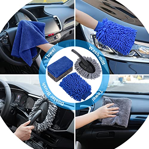 39Pcs Car Cleaning Wash Kit Interior Detailing Cleaner Kit with High Power Handheld Vacuum, Brush Set, Windshield Tool, Duster, Towels, Tire Brush, Complete Car Care Tools, Blue - color: Blue, size: 39Pcs