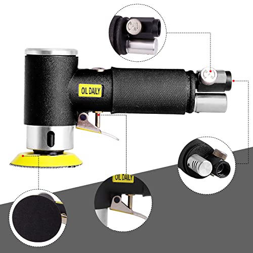 Mini Air Sander,Random Orbital Air Sander Kit,Mini Pneumatic Sander for auto sanding tools kits with 1/2/3inch Polishing Sponge & Wool Pads Sandpapers (1"2"3" Buffer&Sander Kit) - color: 1"2"3" Buffer&sander Kit