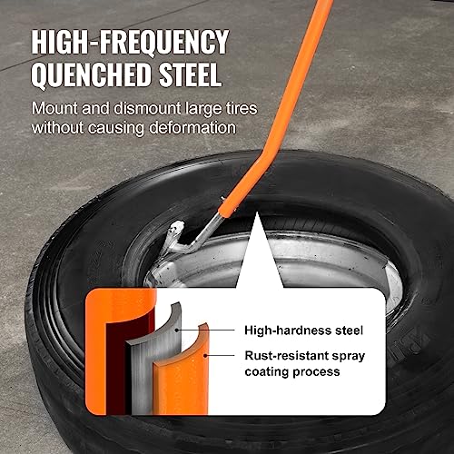 VEVOR Tire Mount Demount Tool 22.5" to 24.5" Tire Changer Steel Bead Breaker Extra Bead Holder Tubeless Truck Manual Tire Changing Tools for Car Repairing(Red) - color: Orange