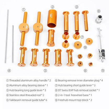 Premium Bike Hub Bearing Press & Removal Tool Kit - Compatible with DT Swiss EXP, DT350, XD, NOVATEC - MTB & Road Bicycle Repair Tools