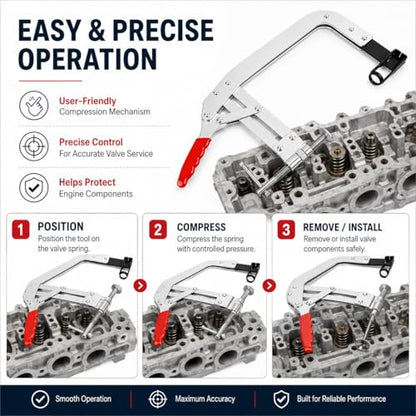 10 Inch C-Style Valve Spring Compressor Pincer Tool, Universal Valve Spring Removal & Install Tool, Cylinder Head Off Service Tool for Automotive Engine Repair & Mechanic Use