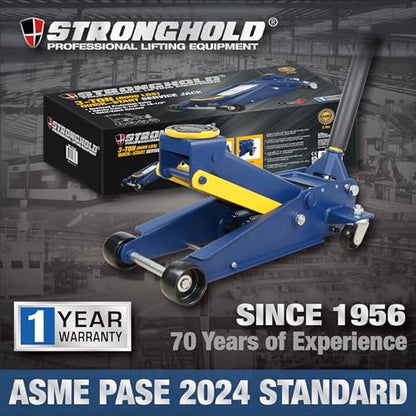 STRONGHOLD 3 Ton Hydraulic Dual Pump Garage Jack (6000 LBS) – Heavy-Duty Steel Floor Jack, Quick Start Lift, 5-1/4” to 18-1/4” Range, 360° Swivel Saddle