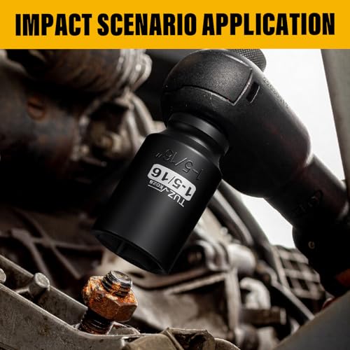 1/2 Inch Drive 1-5/16 Inch Deep SAE 6 Point CR-MO Impact Socket | Radius Corner Design,Square Chamfered Opening,Axle Nut Impact Grade Socket for Easy Removal - size: 1/2” Drive 1-5/16 Deep, style: 1/2" Drive Deep Socket