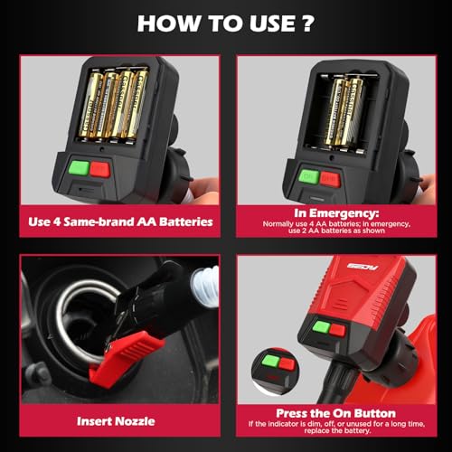 Automatic Fuel Transfer Pump with Auto-Stop Sensor(3.2 GPM), Battery Operated Gas Can Pump with 3 Can Adapters, Extra Long Hose, Portable Fuel Pump for Oil, Diesel, Gasoline (Batteries Not Included) - style: New Version