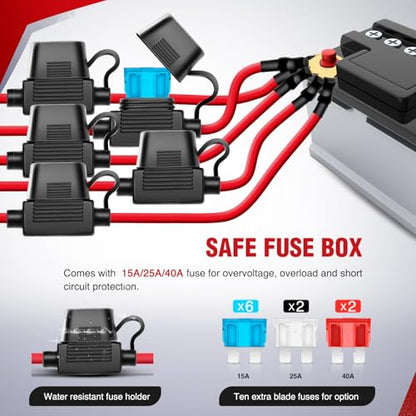 Nilight 16AWG 14AWG 12AWG LED Light Bar Wiring Harness Kit 12V On/Off 5 Gang Rocker Switch Panel Power Relay Blade Fuse 5Pin Toggle Switches for Cars Boat ATV Trucks-10 Leads - color: 5Gang Rocker Switch 16AWG Wiring Harness