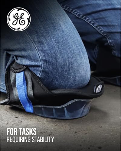 GE Heavy Duty Knee Pads with Gel Padding for Maximum Protection – Knee Guards Designed for Durability, Featuring Gel Cushioning for Comfort and Support during Activities – Black