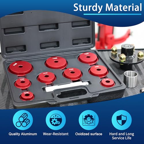 Bearing Press Kit, 10pc Bearing Race and Seal Driver Set with Seal Driver and 9 Adapters - size: 10 Piece Bearing Press Kit