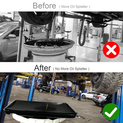 17892 Transmission Drain Pan for Lisle and 4 Pcs 22'' Oil Drain Splash Pad | 87031 87032 Large Transmission Fluid Pan Oil Drain Pan Suitable for Lisle Under Car and Most Transmission Drain Funnel
