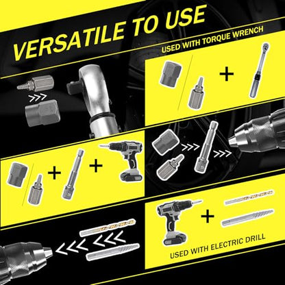 53Pcs Easy Out Screw Extractor Set with Left Hand Drill Bit, Bolt Extractor Kit with Hex Adapter, Stripped Bolt Remover & Reverse Drill Bit for Broken Nuts Screws, Bolts, Studs - size: 53 PCS SES
