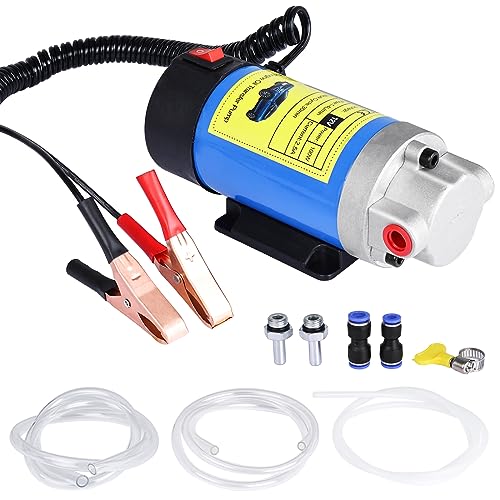 Oil Extractor Pump 12V 100W, Engine Oil Transfer Change Pump, Portable Electric Self-Priming Gear Pump Oil Change Pump with Tubes for Car Motorcycle RV ATV and Boat