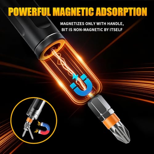24 in1 Magnetic Screwdriver Set, Multi-Bit Ratchet Screwdriver Kit with S2 Steel Precision Bits,Detachable T-Handle Ratchet Screwdriver Set for PC,Bicycle, Electronics, Furniture, DIY, Gift for Him - size: 24 In 1