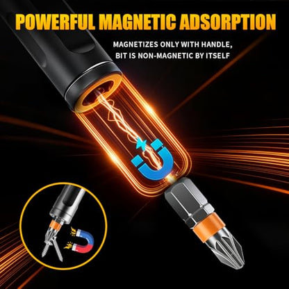 24 in1 Magnetic Screwdriver Set, Multi-Bit Ratchet Screwdriver Kit with S2 Steel Precision Bits,Detachable T-Handle Ratchet Screwdriver Set for PC,Bicycle, Electronics, Furniture, DIY, Gift for Him - size: 24 In 1