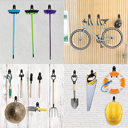 HUPBIPY 12 Pack Garage Hooks Heavy Duty, Wall Mount Ladder Hooks | Storage Organizer With a non-slip coating for Hanging Bicycles Garden Tools Ladders Hoses Ropes and Loose Items(Black) - color: 12 Pack Black