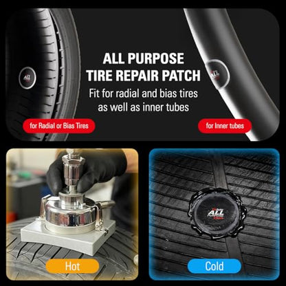 CKAuto 100 pcs All Purpose Tire Patch Heavy Duty Dia 1-4/5" for Inner Tubes | Multi-Purpose Tire Patch Kit for Inner Tubes & Tubeless Tires, Tight Vulcanized Seal Fits Cars Trucks Motorcycles Bikes 45mm - size: Dia 45mm 100pcs