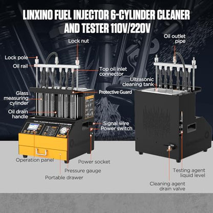 GDI Fuel Injector Cleaner& Tester FEI FSI 6 Cylinders Upgraded Ultrasonic Fuel Injector Cleaning Machine CT500 Car Fuel Injectors Cleaner Kit Tool 12V/70V/120V