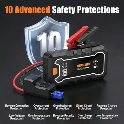 Cros 3500A Car Battery Jump Starter, 24000mAh Battery Booster Pack with Wireless Charger, 12V Portable Jump Box Jumper Starter for Up to 9.0L Gas & 7.0L Diesel Engines, Power Bank & LED Flashlight