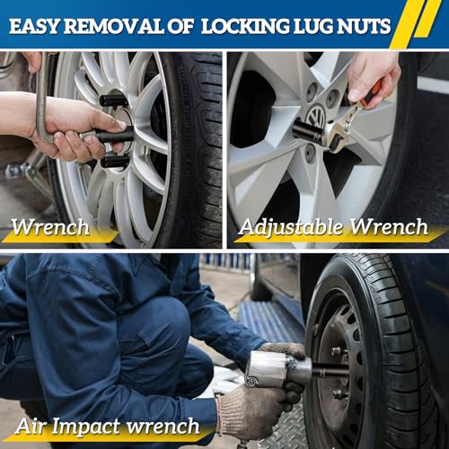 Wheel Lock Removal Kit 10 Piece, Spline Hex Master Key Set | Remove Rusted Frozen Lug Nuts, Aftermarket Wheels, Cr-Mo Steel