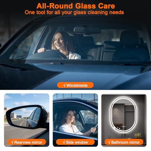 Car Glass Oil Film Cleaning Brush Kit, Windshield Cleaner Tool with Cleaning Emulsion for Auto Windshield Window Mirror, Improve Glass Clarity for Daily Driving