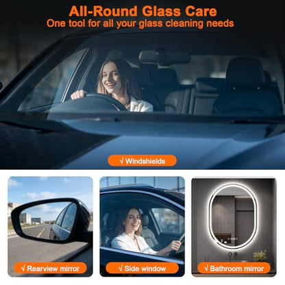 Car Glass Oil Film Cleaning Brush Kit, Windshield Cleaner Tool with Cleaning Emulsion for Auto Windshield Window Mirror, Improve Glass Clarity for Daily Driving